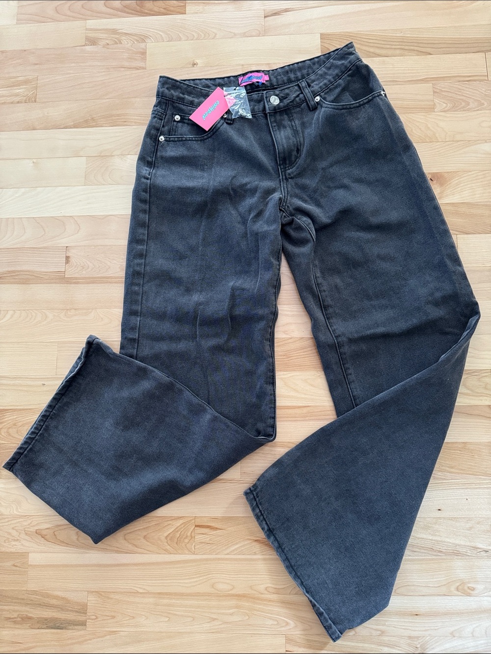 Edikted Black Wide-Leg mid-Rise Jeans size Small NWT